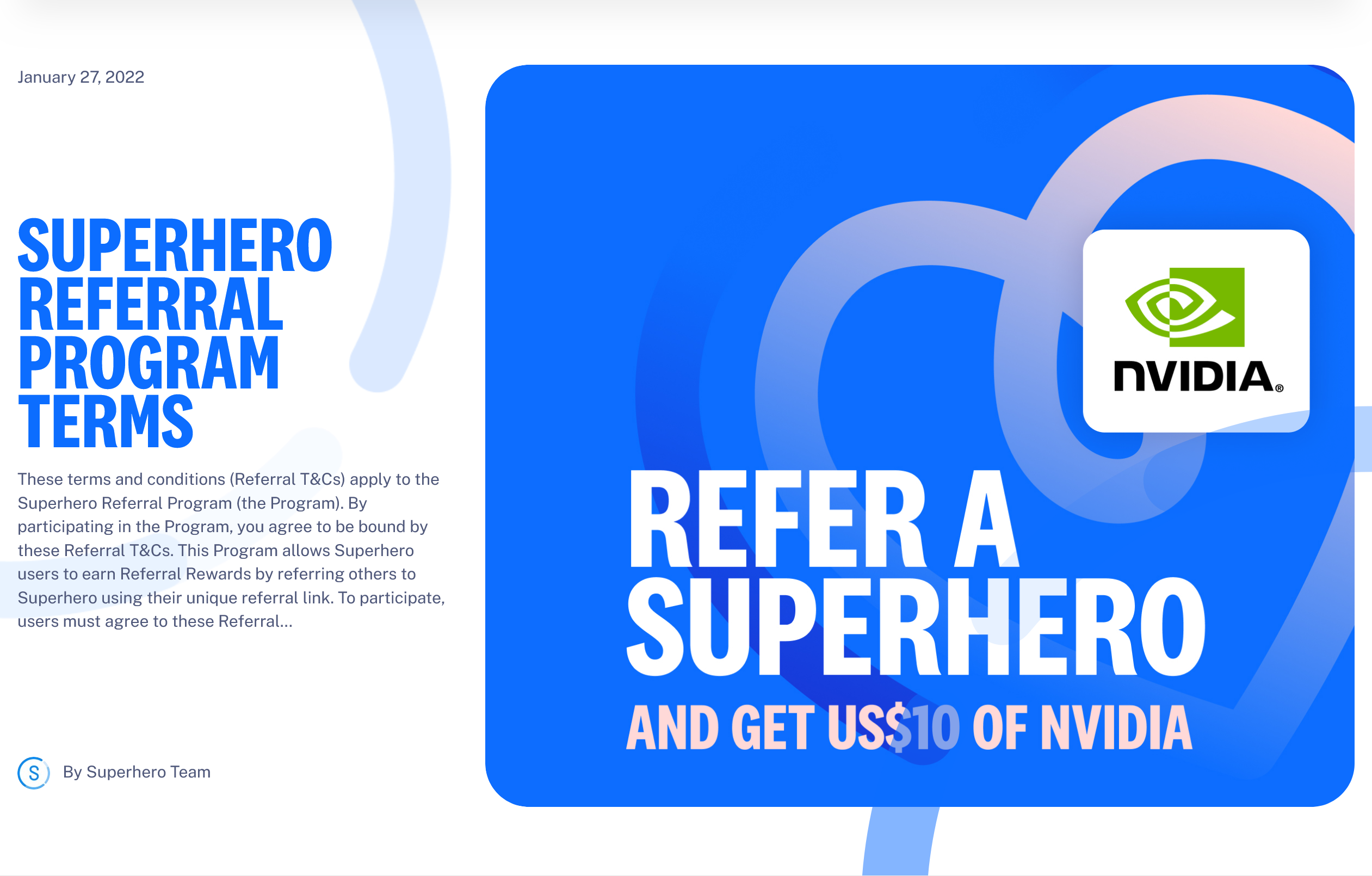 How to get free stocks shares superhero customer referral Nvidia