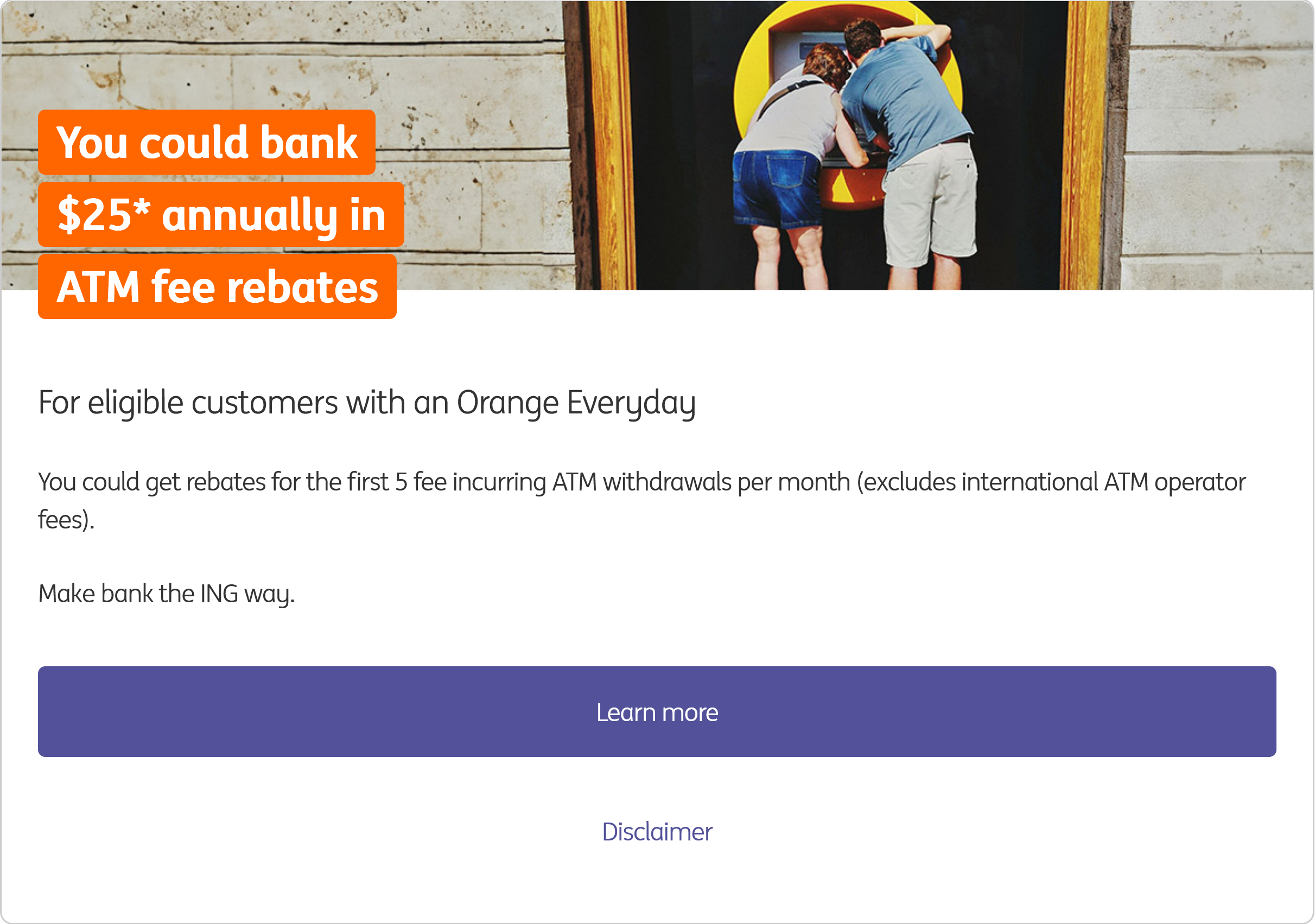 Orange Everyday ATM fee rebates