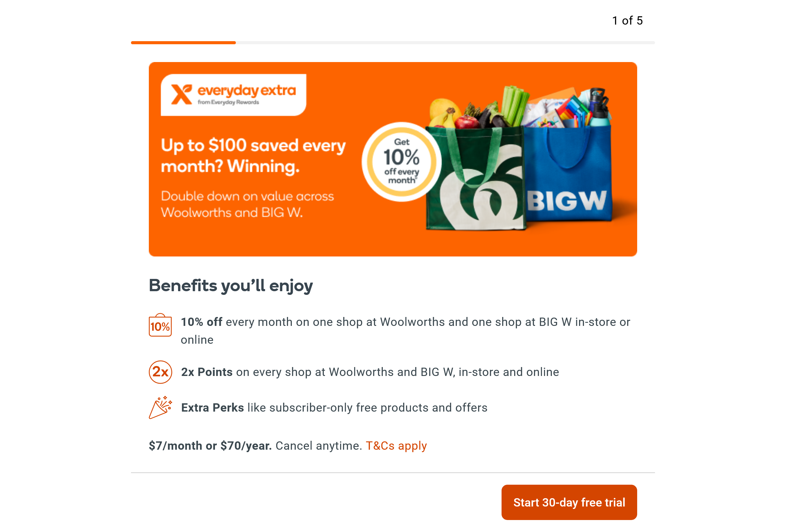 Woolworths rewards everyday extra free trial